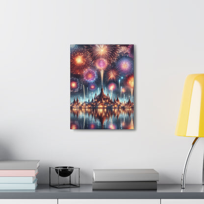 Canvas Wraps - Colorful Fireworks Display Wall Art