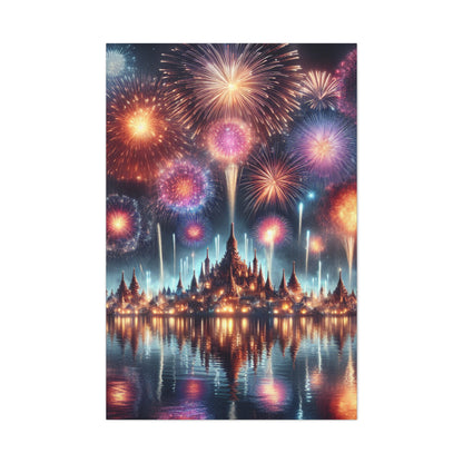 Canvas Wraps - Colorful Fireworks Display Wall Art