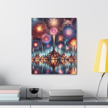 Canvas Wraps - Colorful Fireworks Display Wall Art