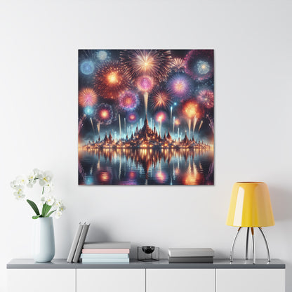 Canvas Wraps - Colorful Fireworks Display Wall Art