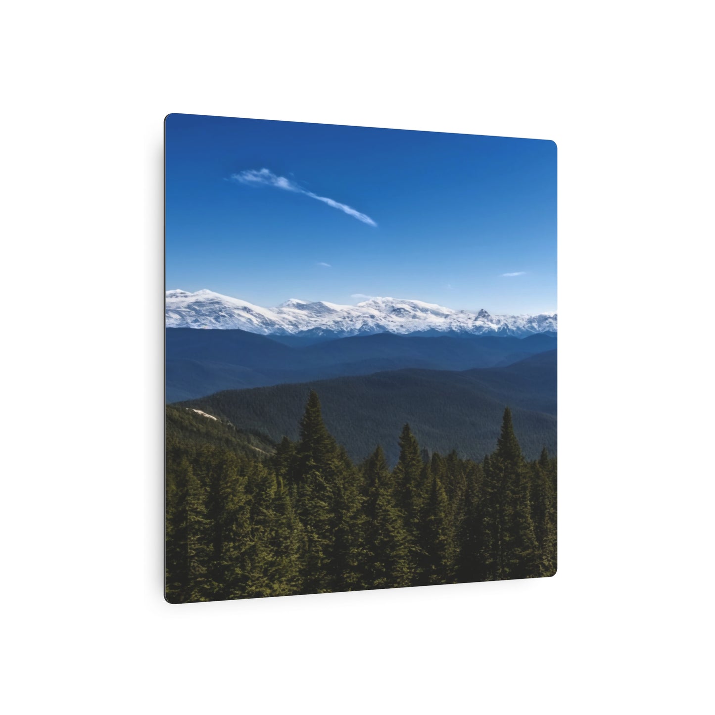 Metal Art Sign - Snow-Capped Mountains Scene Wall Decor