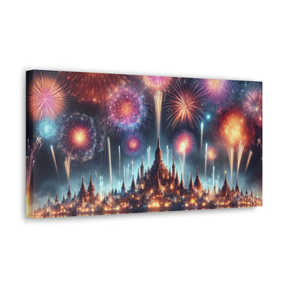 Canvas Wraps - Colorful Fireworks Display Wall Art