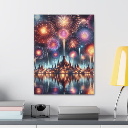 Canvas Wraps - Colorful Fireworks Display Wall Art