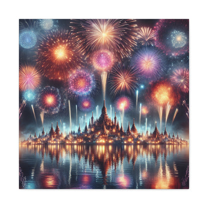 Canvas Wraps - Colorful Fireworks Display Wall Art