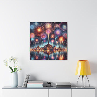 Canvas Wraps - Colorful Fireworks Display Wall Art