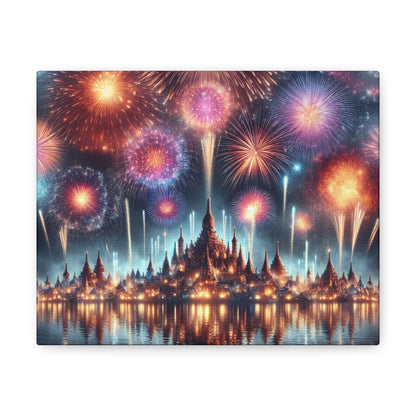 Canvas Wraps - Colorful Fireworks Display Wall Art