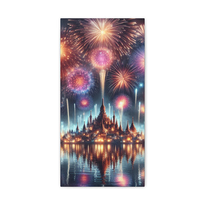 Canvas Wraps - Colorful Fireworks Display Wall Art