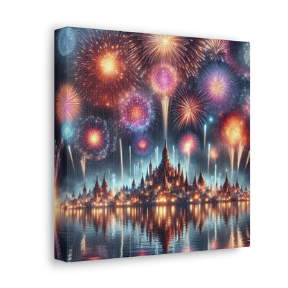 Canvas Wraps - Colorful Fireworks Display Wall Art