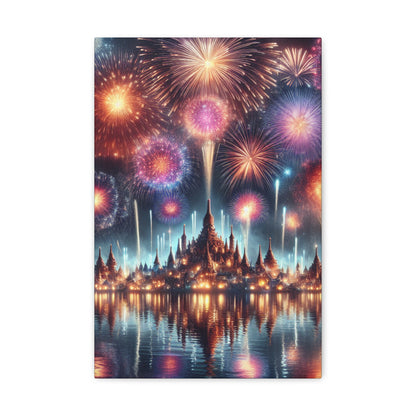 Canvas Wraps - Colorful Fireworks Display Wall Art