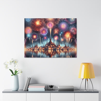 Canvas Wraps - Colorful Fireworks Display Wall Art