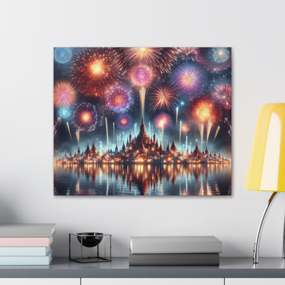 Canvas Wraps - Colorful Fireworks Display Wall Art