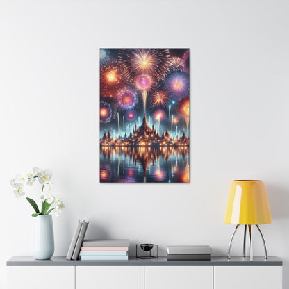 Canvas Wraps - Colorful Fireworks Display Wall Art