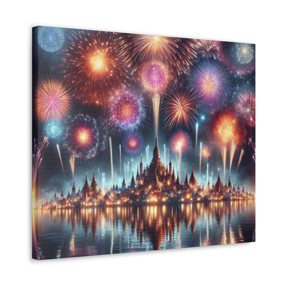 Canvas Wraps - Colorful Fireworks Display Wall Art