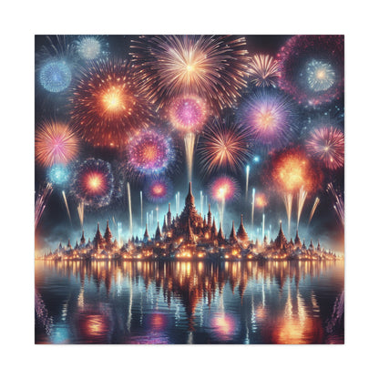 Canvas Wraps - Colorful Fireworks Display Wall Art