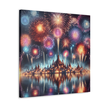 Canvas Wraps - Colorful Fireworks Display Wall Art