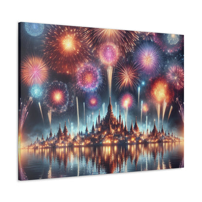 Canvas Wraps - Colorful Fireworks Display Wall Art