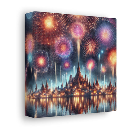 Canvas Wraps - Colorful Fireworks Display Wall Art