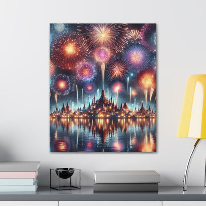 Canvas Wraps - Colorful Fireworks Display Wall Art