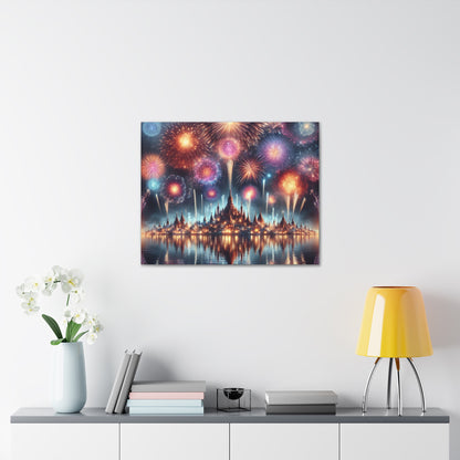 Canvas Wraps - Colorful Fireworks Display Wall Art