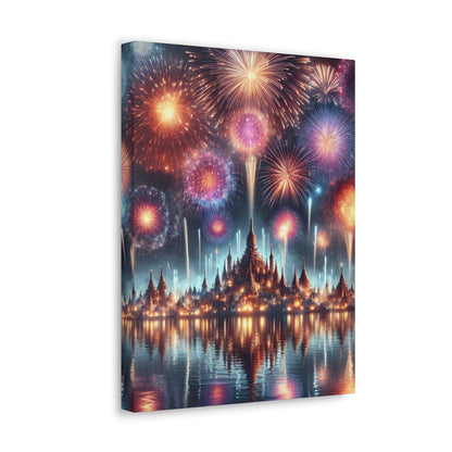 Canvas Wraps - Colorful Fireworks Display Wall Art