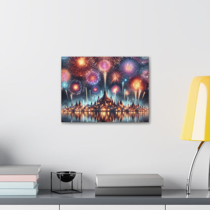 Canvas Wraps - Colorful Fireworks Display Wall Art