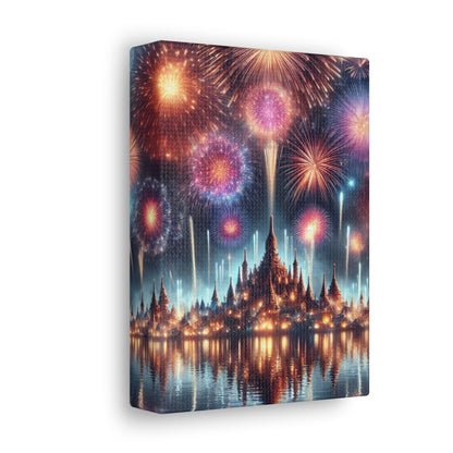 Canvas Wraps - Colorful Fireworks Display Wall Art