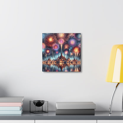 Canvas Wraps - Colorful Fireworks Display Wall Art