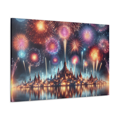 Canvas Wraps - Colorful Fireworks Display Wall Art