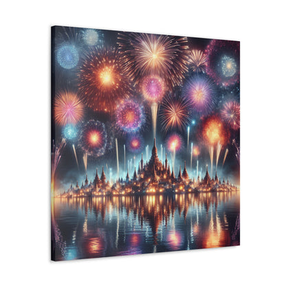 Canvas Wraps - Colorful Fireworks Display Wall Art