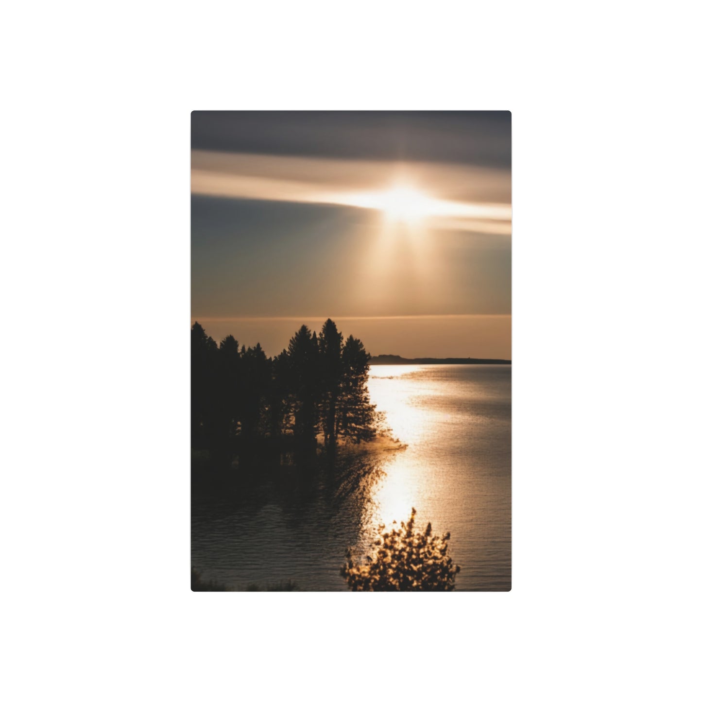 Metal Art Sign - Sunset Over Water