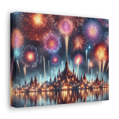 Canvas Wraps - Colorful Fireworks Display Wall Art