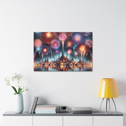 Canvas Wraps - Colorful Fireworks Display Wall Art