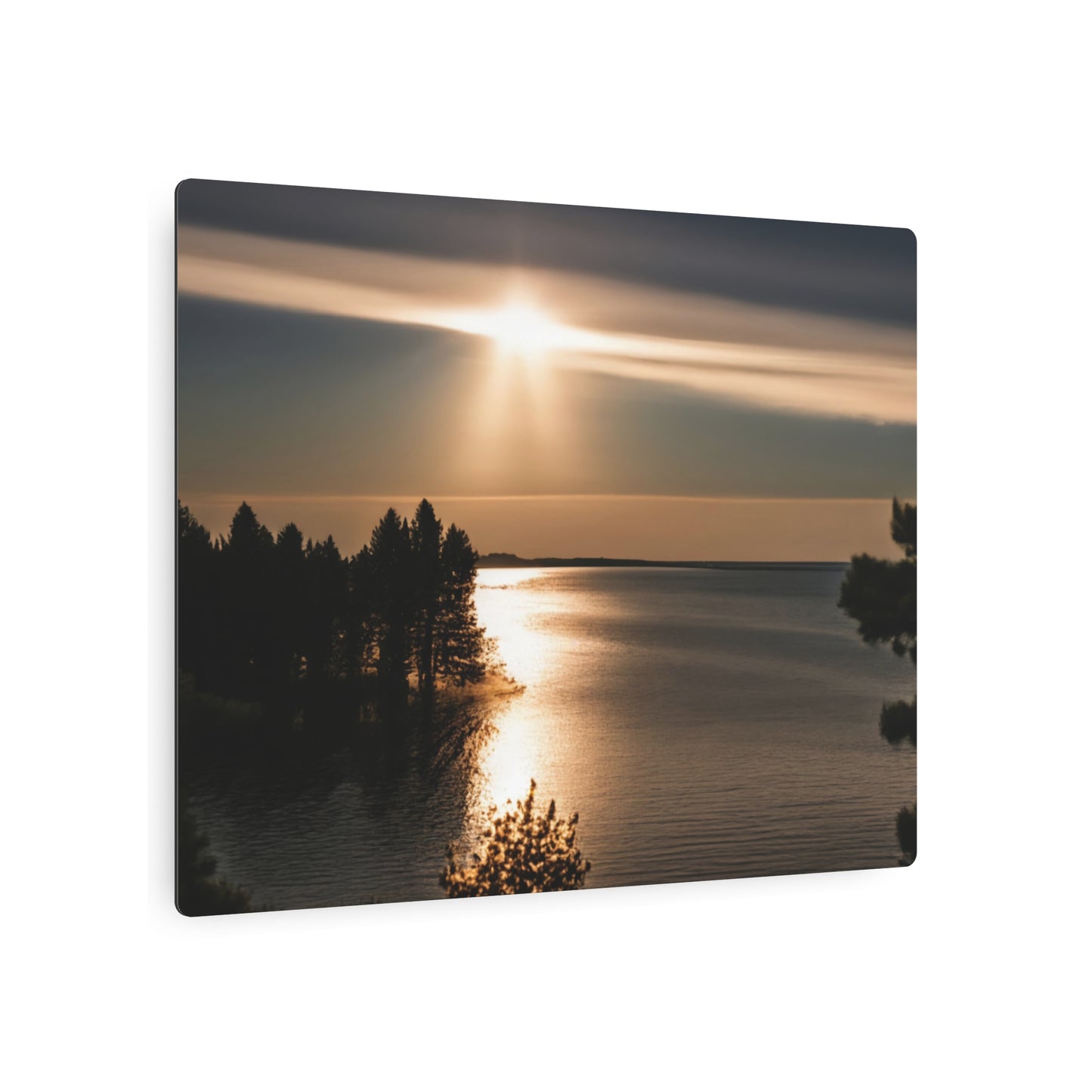 Metal Art Sign - Sunset Over Water