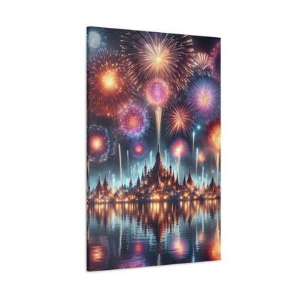 Canvas Wraps - Colorful Fireworks Display Wall Art