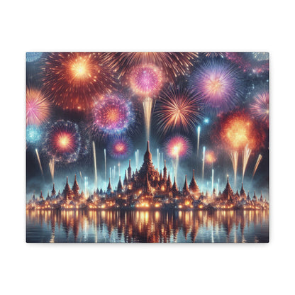 Canvas Wraps - Colorful Fireworks Display Wall Art