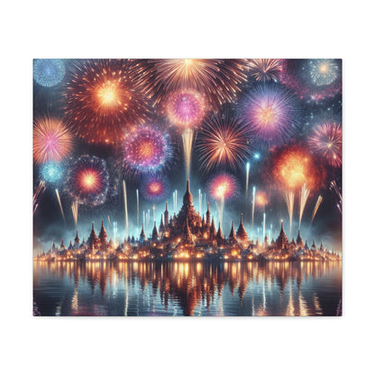 Canvas Wraps - Colorful Fireworks Display Wall Art