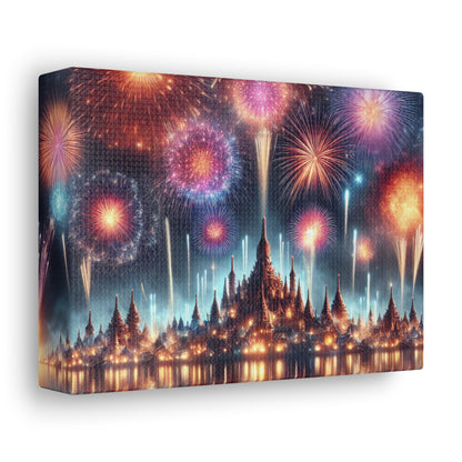 Canvas Wraps - Colorful Fireworks Display Wall Art