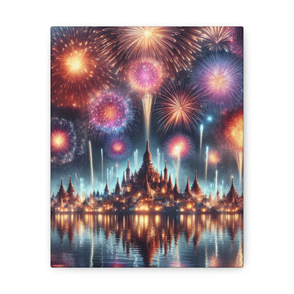 Canvas Wraps - Colorful Fireworks Display Wall Art