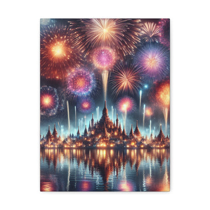 Canvas Wraps - Colorful Fireworks Display Wall Art