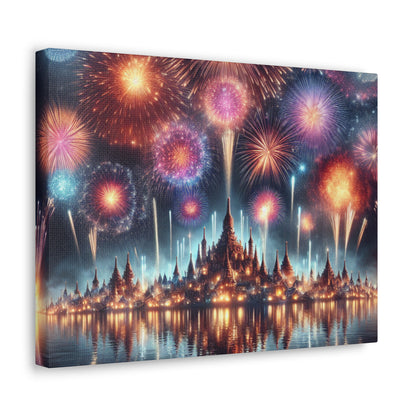 Canvas Wraps - Colorful Fireworks Display Wall Art