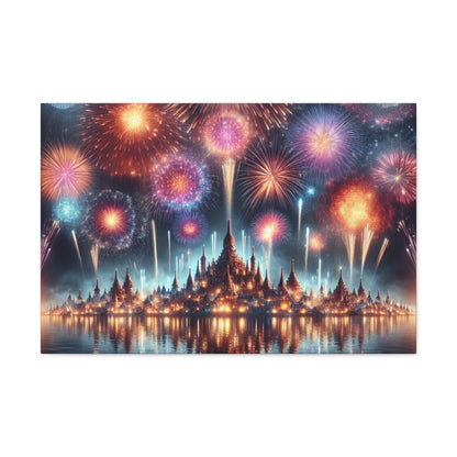 Canvas Wraps - Colorful Fireworks Display Wall Art