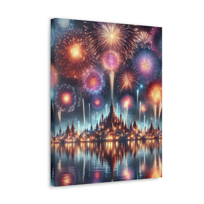 Canvas Wraps - Colorful Fireworks Display Wall Art