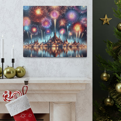 Canvas Wraps - Colorful Fireworks Display Wall Art