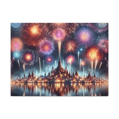 Canvas Wraps - Colorful Fireworks Display Wall Art