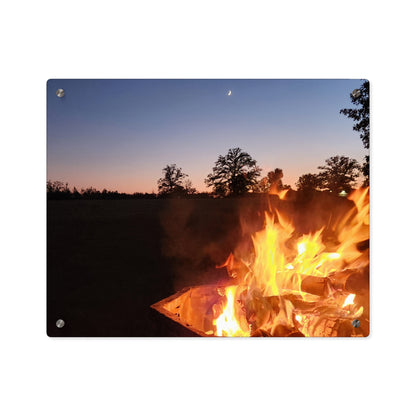 Autumn Fireside Night Acrylic Wall Art Panel