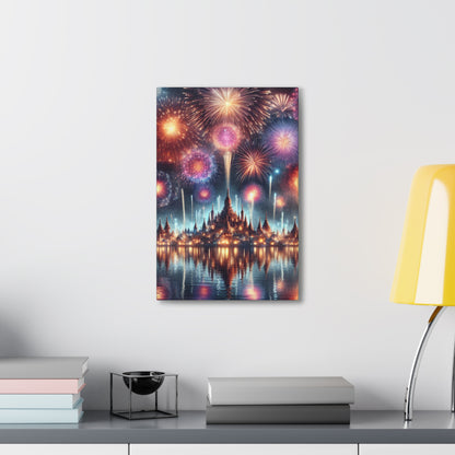 Canvas Wraps - Colorful Fireworks Display Wall Art