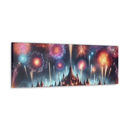 Canvas Wraps - Colorful Fireworks Display Wall Art