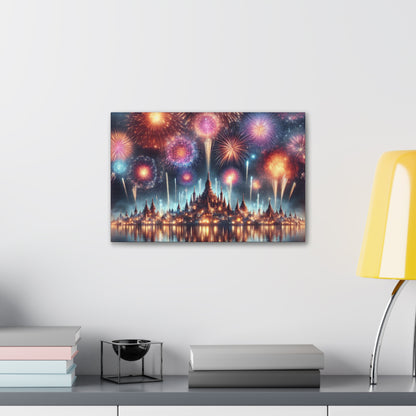 Canvas Wraps - Colorful Fireworks Display Wall Art