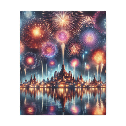 Canvas Wraps - Colorful Fireworks Display Wall Art