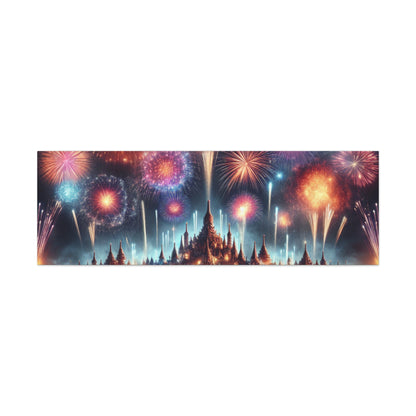 Canvas Wraps - Colorful Fireworks Display Wall Art